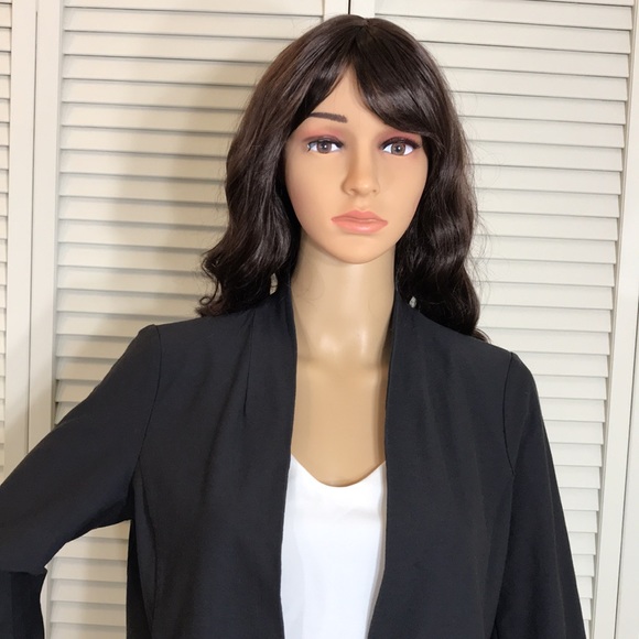 EILEEN FISHER Stretch-Crêpe Dark Gray Cardigan Medium Petite - Picture 2 of 12